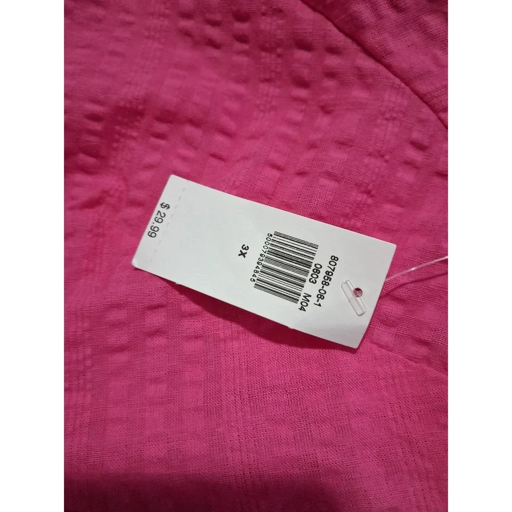 Nwt Old Navy Puff-Sleeve Seersucker Women Size 3X Loose Summer Comfort Swing Top